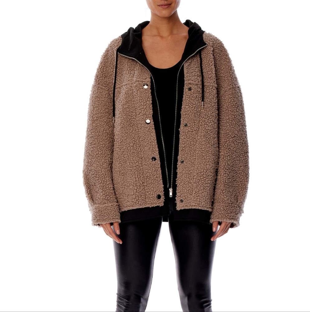 Oversized Oatmeal Sherpa Jacket Urban Chic